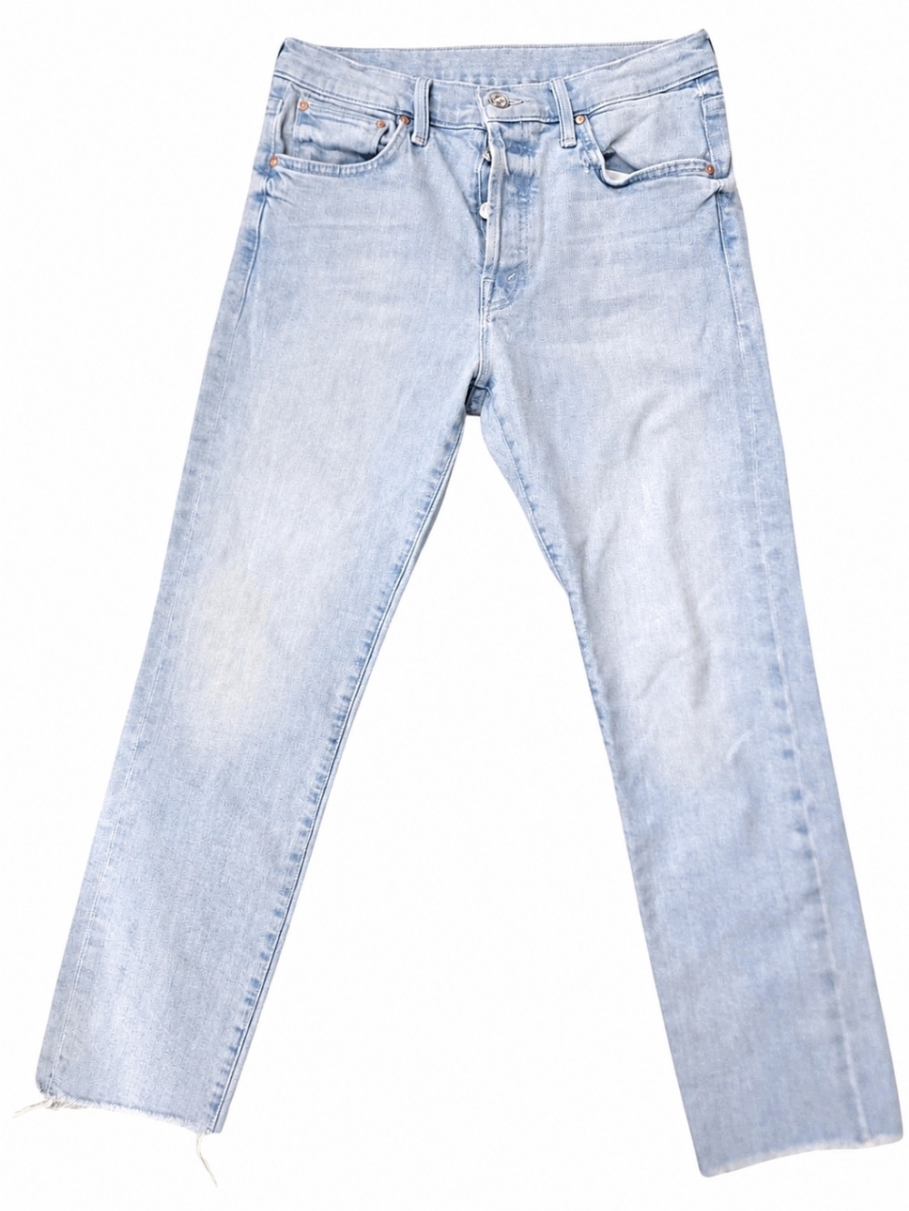 MOTHER High Waist Straight The Scrapper Cuff Ankle Fray Jeans  Size 27